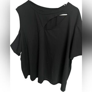 SHEIN Black Short Sleeve Cut-Out Top
